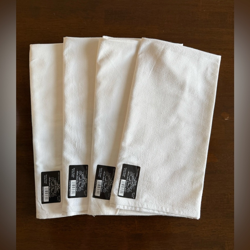 Berg Bag Co | Set (4) Cotton Heavy Lint Free | Flour Sack Towels | 30” X 30”